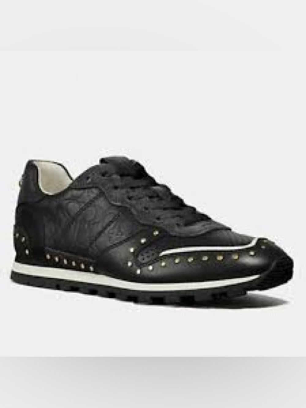 Coach C118 With Rivets Sneakers Black Leather Retro Runner Shoes Size 7B G2678
